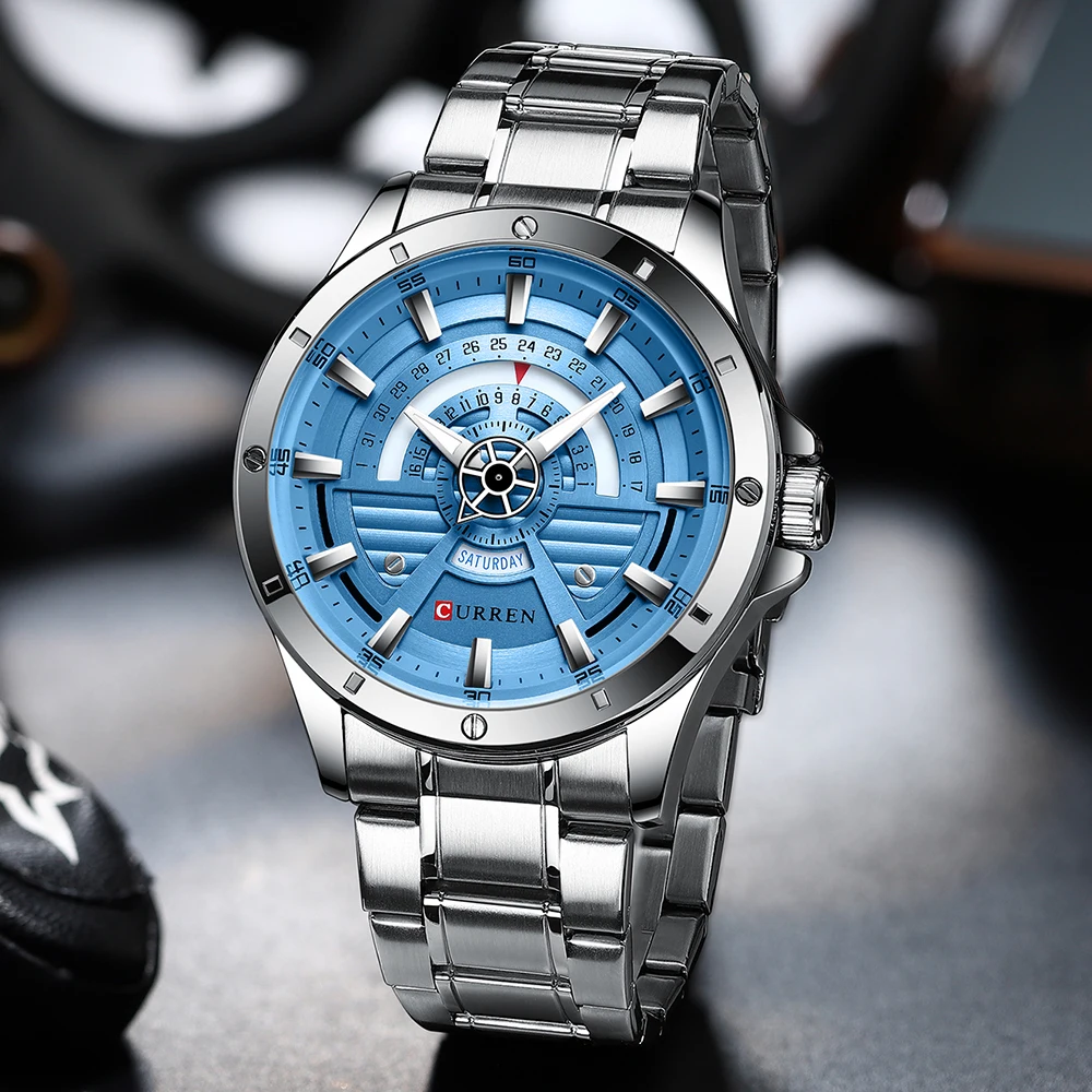Laikrodžiai Vyrams CURREN Atsitiktinis Šviesos rankas Laikrodis su nerūdijančio plieno Mados Kvarcinis Laikrodis часы мужские наручные