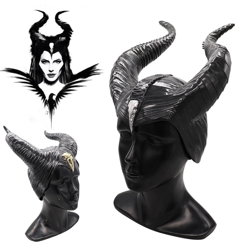 Maleficent Ragana Ragai Skrybėlę Cosplay Galvos Ragai Hat, Black Queen Helovinas Šalis Kaukė