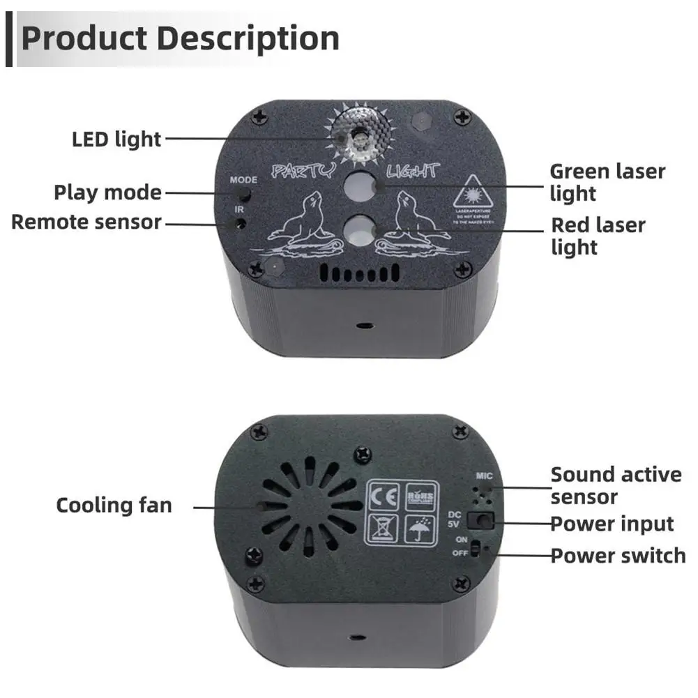 Mini RGB DJ, LED Lazeris Projektoriaus Nuotolinio Valdymo pultas USB Disco Šviesos Kalėdų Gimtadienio Namų Puošybai Etape Lempos