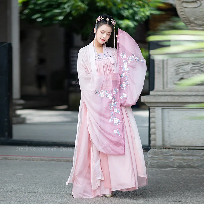 Moteris Kinijos Tradicinės Hanfu Tango Kostiumas Šokio Spektaklis Kostiumai Gėlių Siuvinėjimas Rytų Senovės Dinastijos Princesė Suknelė
