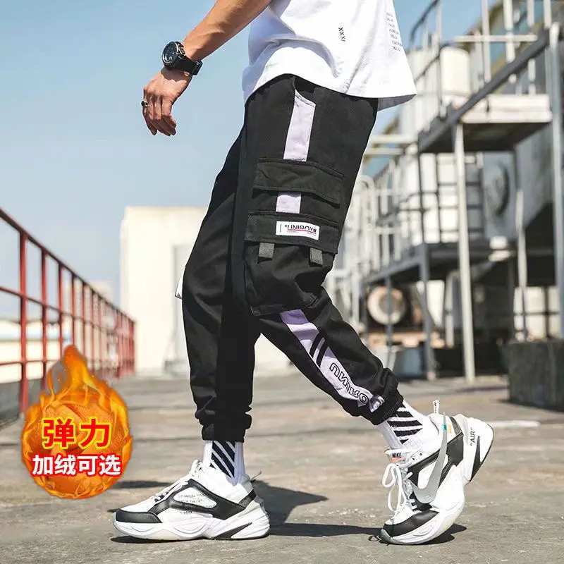 Naujas Šiltas Plius Aksomo Krovinių Kelnės Vyrams 2020 M. Žiemos Hip-Hop Streetwear Jogger Ziajać Kelnės Atsitiktinis Poilsiu Sweatpants Vyrų Kelnės