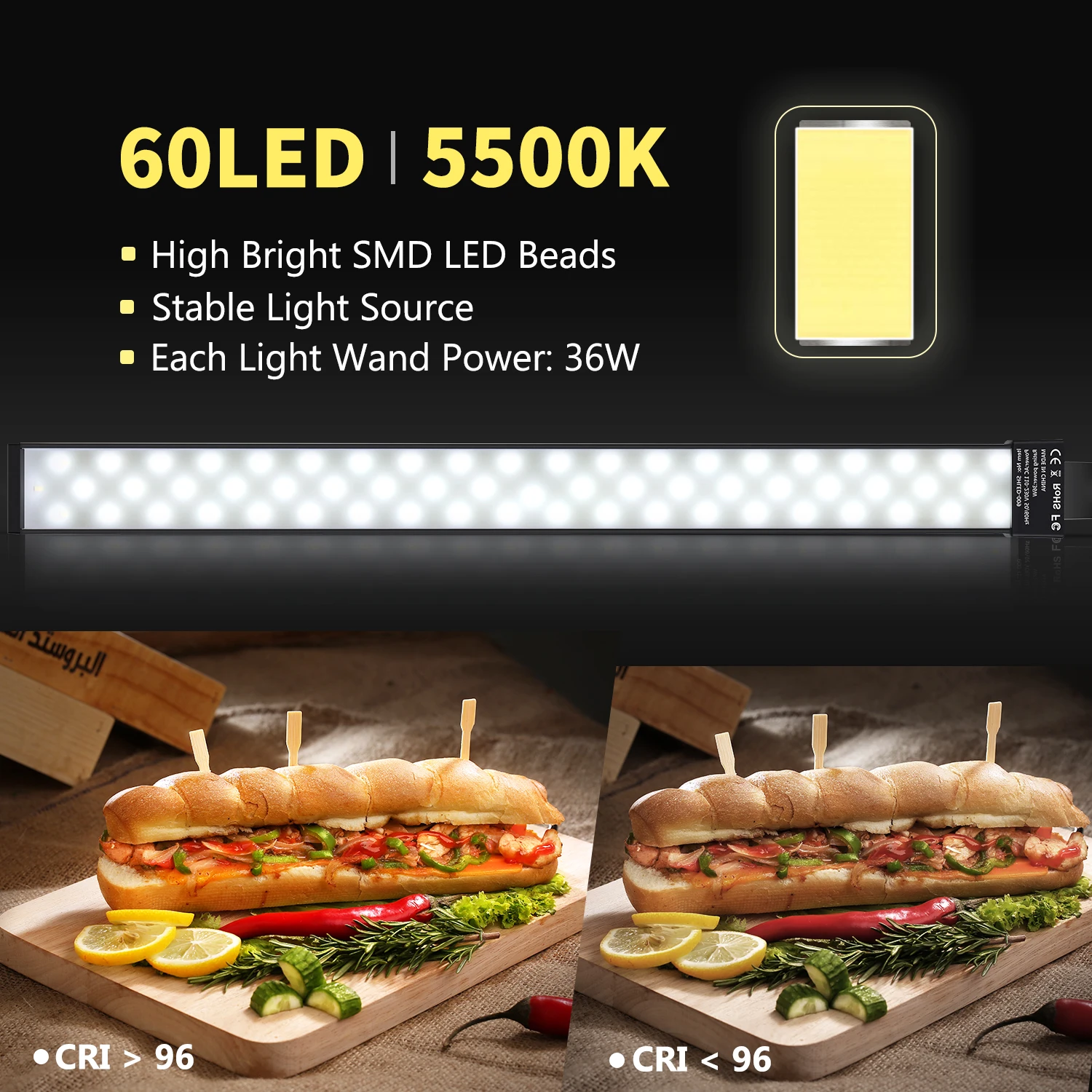 Neewer LED Šviesos Studija LED Apšvietimo Komplektas - 2 Pakuočių Šviesos Lazdelė Handheld LED Vaizdo Šviesos Stick 5500K su Reguliuojamu Šviesumu