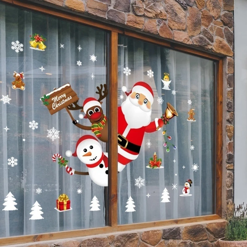 Nuimamu Linksmų Kalėdų Langą Lipdukai Santa Sąlyga Sniego, Kalėdų Papuošalų, Namų Navidad 