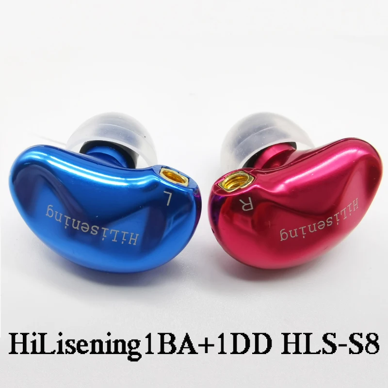 Originalus HiLisening1BA+1DD HLS-S8 MMCX Dynamic Driver & Subalansuotą Armatūra Hibridas Ausies kabliuko Ausinės su keičiamais filtrais.