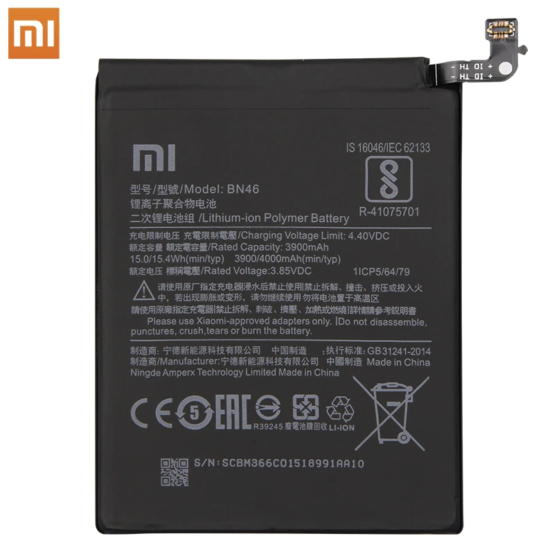 Originalus Xiaomi Redmi 7/Redmi 8 Pastaba Redmi 6 Pastaba Telefono Baterijų BN46 4000mAh Nemokamus Įrankius, Telefono Baterija AKKU