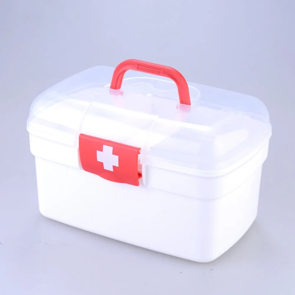Pirmosios Pagalbos Rinkinio Langelyje Medicina Dėžutė Plastikinė Talpykla Pagalbos Rinkinys Nešiojamų 2Layer Didelės Talpos, Sveikatos Saugojimo Organizatorius WF924