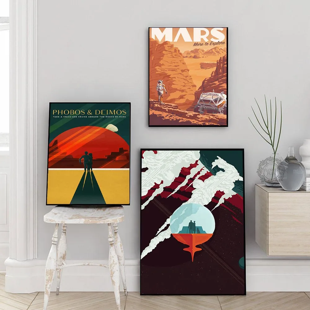 Plakatas Kosmoso Kelionių Universalus Marsą Plakatų ir grafikos Paveikslai Tapyba Sienos Meno Nuotrauką Kambarį Namo Apdaila