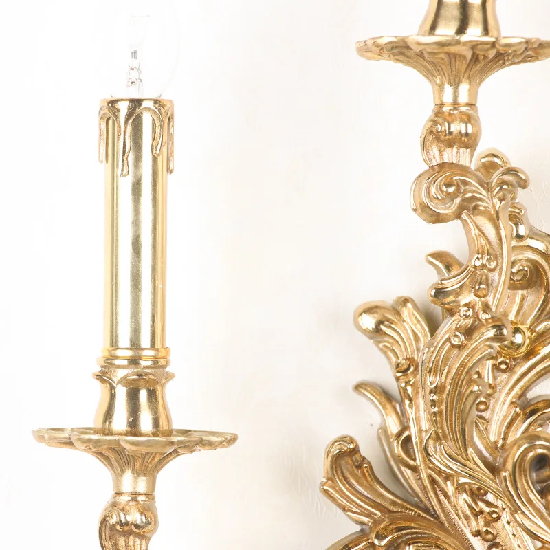 Prancūzų stiliaus 2 vadovai (3 galvutės, vario žvakė, lempa, hotel club villa palace retro vidaus apšvietimas miegamojo lovos sieniniai šviestuvai