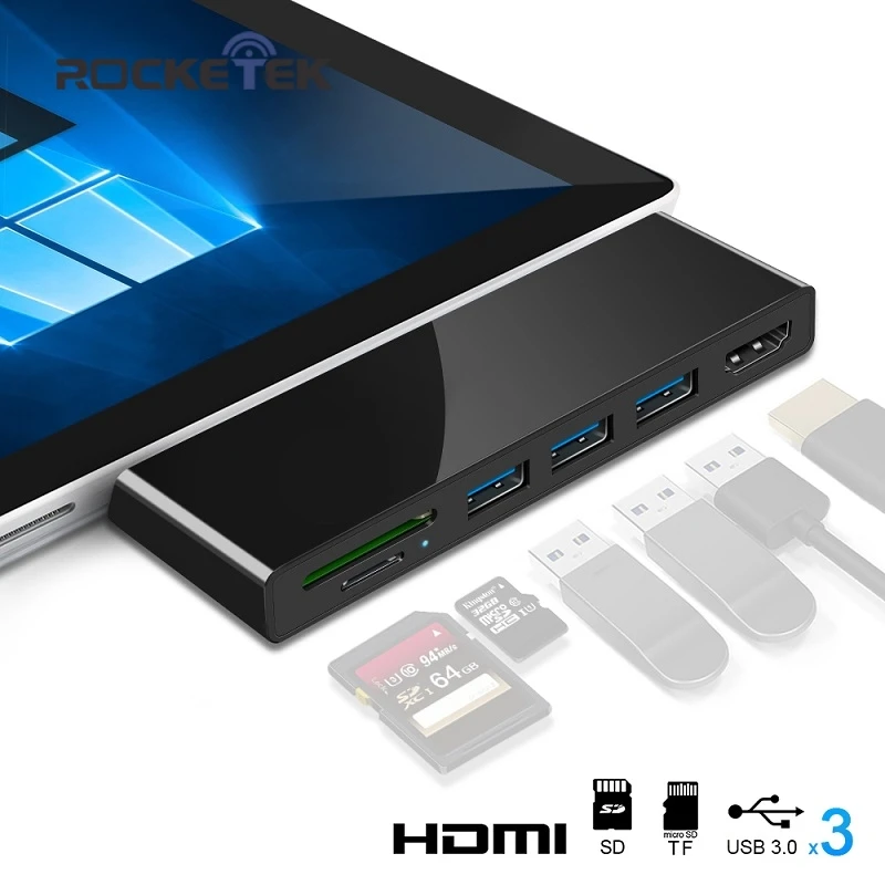 Rocketek usb 3.0 kortelių skaitytuvas HUB 4K HDMI suderinamus adapterį SD/TF micro SD 