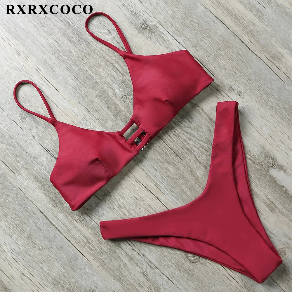 RXRXCOCO Bikini 2019 Sexy Thong maudymosi Kostiumėliai Moterims Vasaros Maudymosi Kostiumą, Push Up Brazilijos Biquinis Gyvatė Spausdinti Bikini maudymosi kostiumėlį