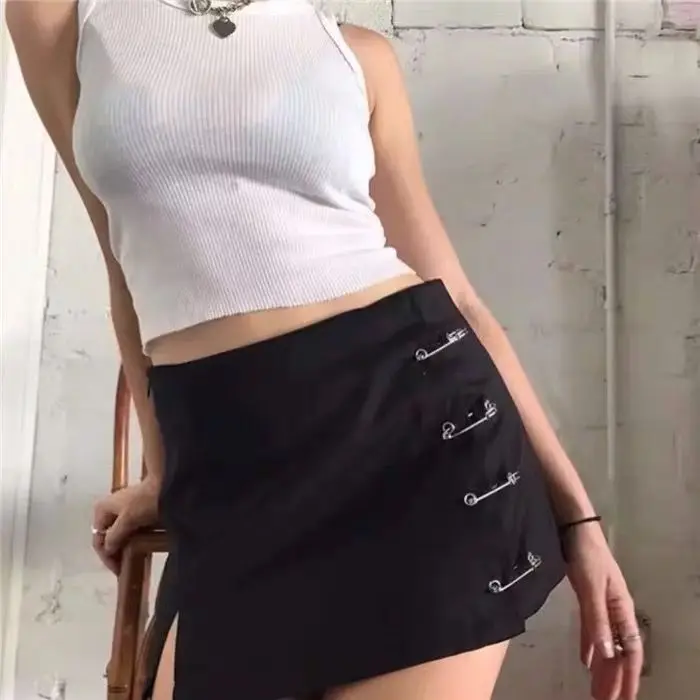 Streetwear Mini Sijonas Moterų Pusės split sagė Aukšto Juosmens Pusėje Užtrauktukas Trumpas Sijonas Seksualus, Moterų-Line Slim Klubo Camo Sijonai