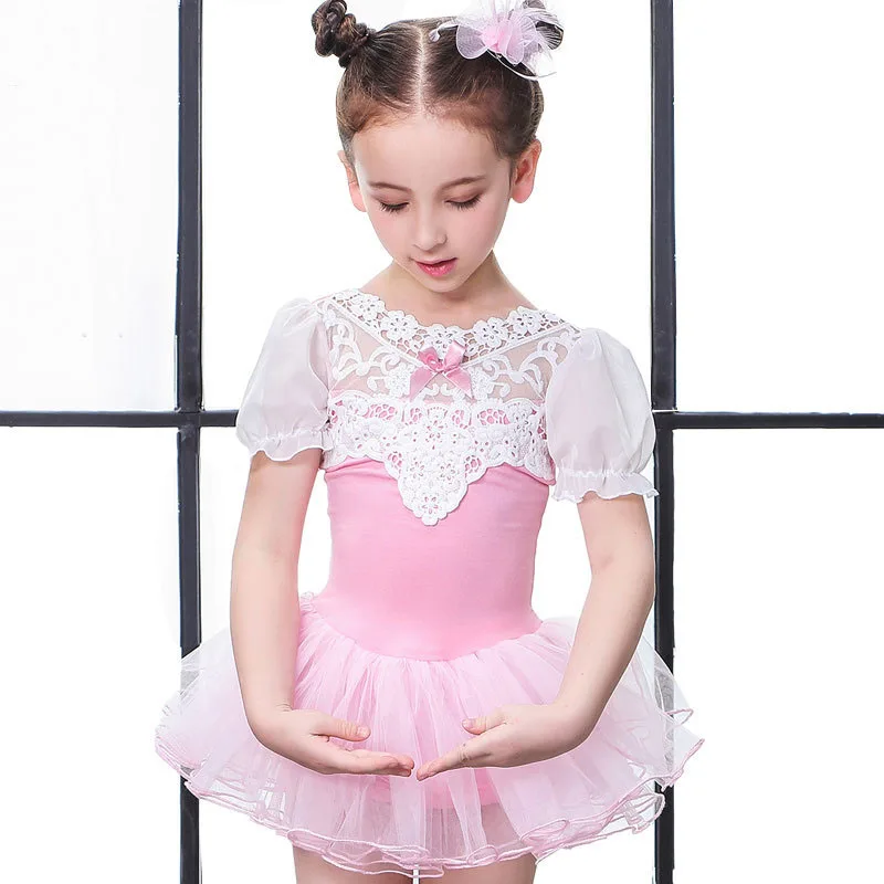 Trumpas Rankovės Baleto Suknelė Vaikai Saldus Baleto Mdc Kostiumas Medvilnės Nėriniai Baleto Drabužiai Vaikams Ballerina Dancewear Mergaitėms