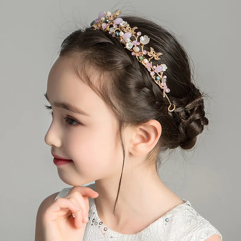 Vaikų galvos apdangalai galvos gėlių vainiką kaspinai merginos plaukų aksesuarai princesė merginos pearl lankelis veiklos
