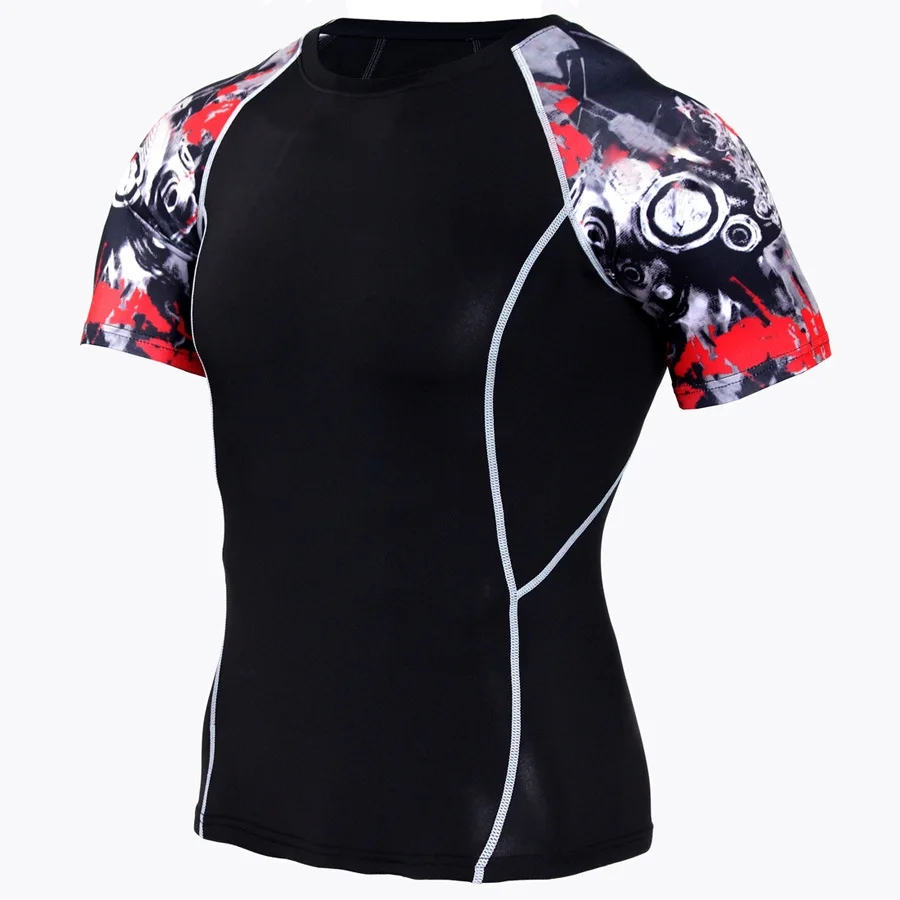 Vasaros Nauji marškinėliai vyriški 3D Atspausdintas Vilkas Galvos triko Spandex T-shirt Suspaudimo marškinėliai Topai & Tees Bėgiojimas fitneso drabužių 4XL