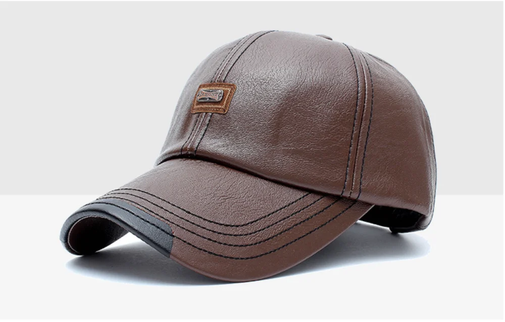 Vidutinio amžiaus Skrybėlę Vyrų Rudenį ir Žiemą Šiltas Beisbolo kepuraitę vientisos Spalvos Laukinių PU Odos Cap Kepurė Hat