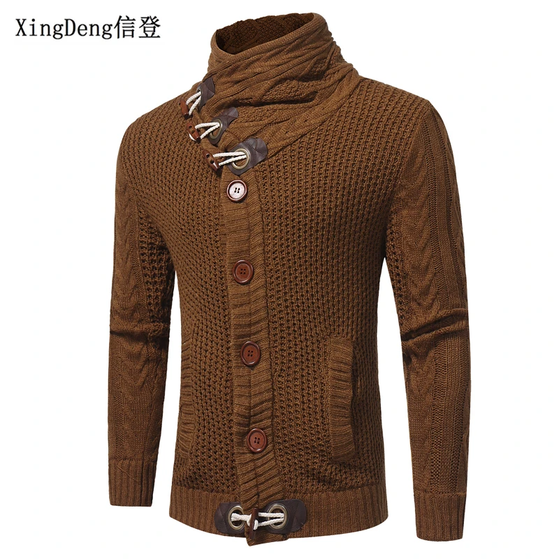 XingDeng mados aukštos kokybės dangomis, Atsitiktinis marškinėliai vyrams Rudenį golfo drabužių medvilnės kailis trikotažas Megztinis ilgomis Rankovėmis Marškinėliai