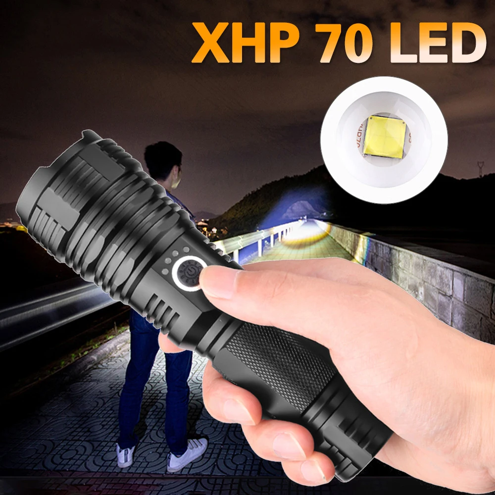 ZHIYU LED XHP50 70 Žibintuvėlis Galingas 18650 26650 USB Įkrovimo Lempos Itin Ryškus, 5 Režimai Zoomable Kempingas lengvas Darbas Fakelas