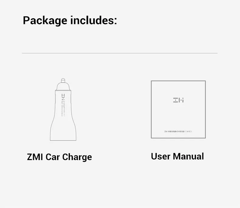 ZMI Automobilių montuojamas Įkroviklis 45W Max Greito Įkrovimo (1A1C) Dual USB Greitai Įkrauti Automobilių Kroviklį Mobiliesiems telefonams