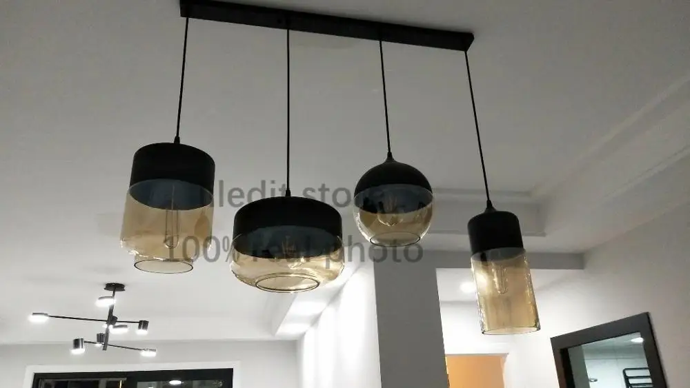 Šiuolaikinių LED patalpų dekoras stiklo pakabukas šviesos rungtynių tualetas virtuvės meno kabo lempa šiaurės valgomasis žibintai juodas stiklas lempos