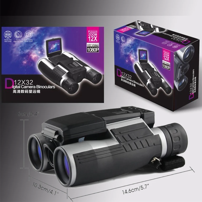 12x32 HD 1080p Žiūronai Skaitmeninė vaizdo kamera 5MP CMOS, USB Žiūronų Teleskopas 2.0