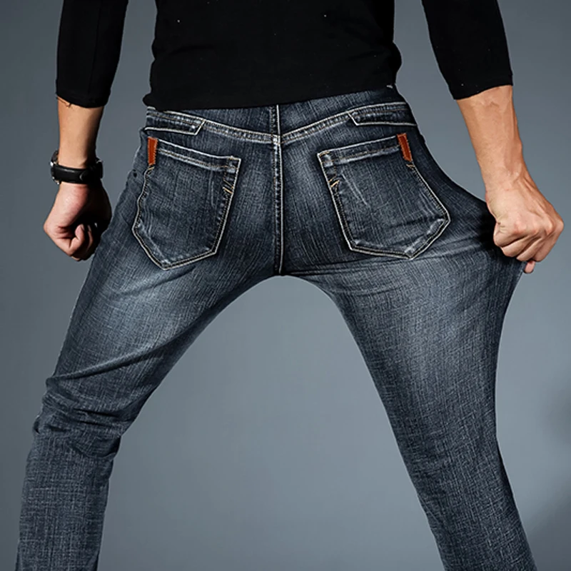 2019 Naujas Mens Mados Black Blue Jeans Vyrams, Atsitiktinis Slim Stretch Džinsai Klasikiniai Džinsai Kelnės Kelnės Plius Dydis 28-42 Aukštos Kokybės