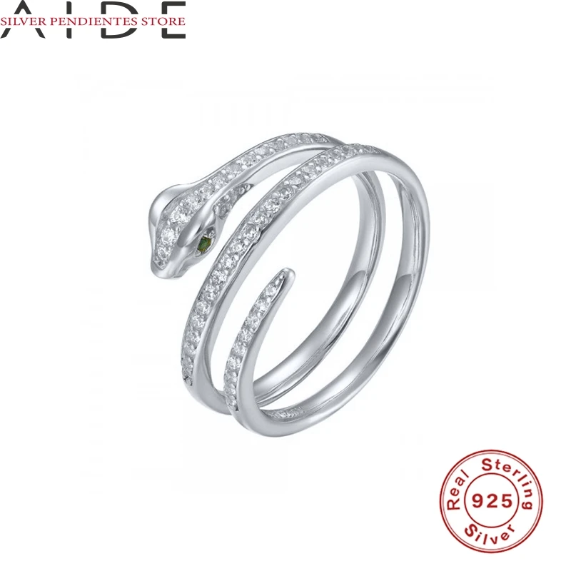 AIDE 925 Sterlingas Sidabro Žiedai, Moterų, Prabangos Žiedo Dydis 6 7 8 Prabangus Diamond Gyvatės Formos Žiedą, Papuošalai korėjos Bague Femme