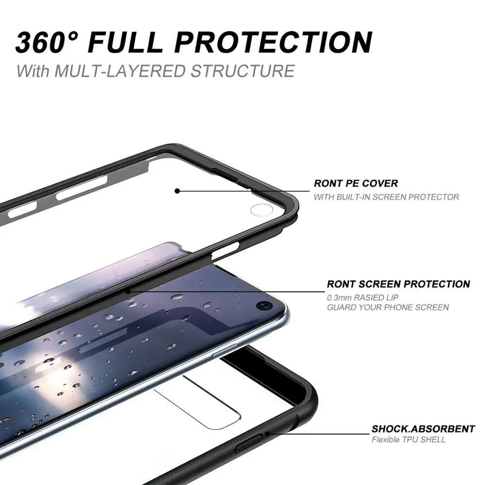 Aišku, Hard Case For Samsung S10 atveju skaidrus, atsparus smūgiams Bamperio Dangtelis su Built-in Screen Protector for S10 funda JAV Laivas