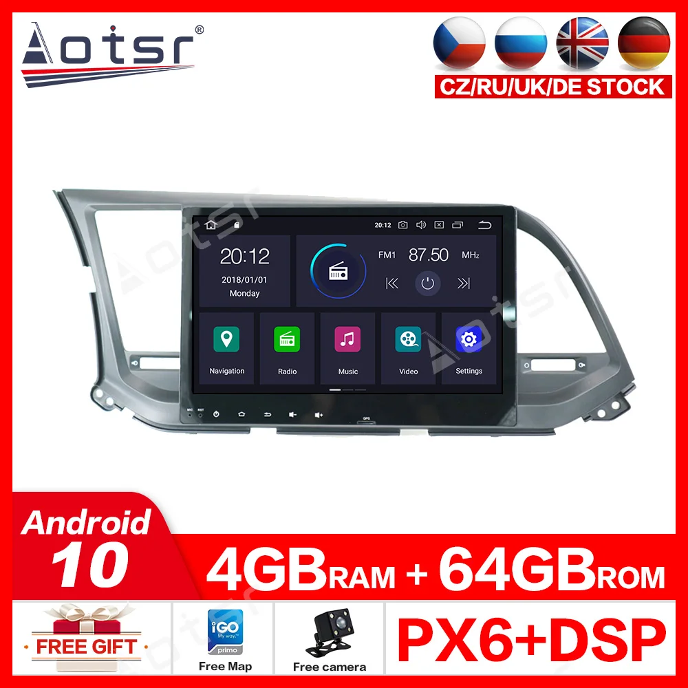 Android 10.0 4G+64GB GPS Radijo Multimedijos grotuvo Hyundai Elantra 2016 2017 2018 Auto automobilis Stereo GPS Galvos Vienetas radijo grotuvas