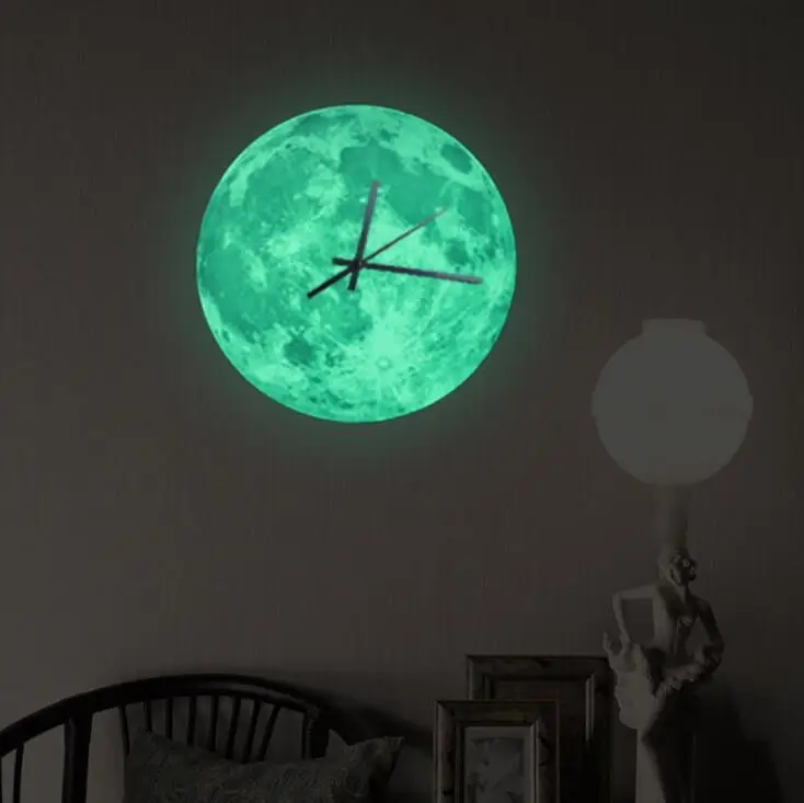 Ashine Mėnulis Sieninis Laikrodis atsparus Vandeniui PVC Šviesos Kabo Laikrodis 30 CM Moon Laikrodis Svetainės Namų Dekoro Amatų Kūrybinės Dovanos 05431