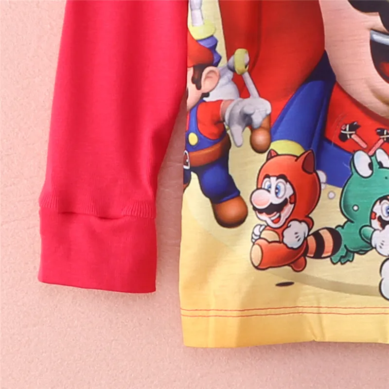 Bamblys Kūdikių Vaikams Berniukas, Super Mario Medvilnės Naktiniai Drabužiai Sleepwear Pižama Komplektas Komplektai