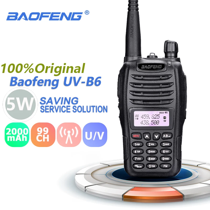 Baofeng UV-B6 Walkie Talkie 5w 2000mAh UHF & VHF Cb Radijo Diapazonas UV B6 Skaitmeninis Mėgėjų UVB6 Radijo Stočių siųstuvą-imtuvą Retevis