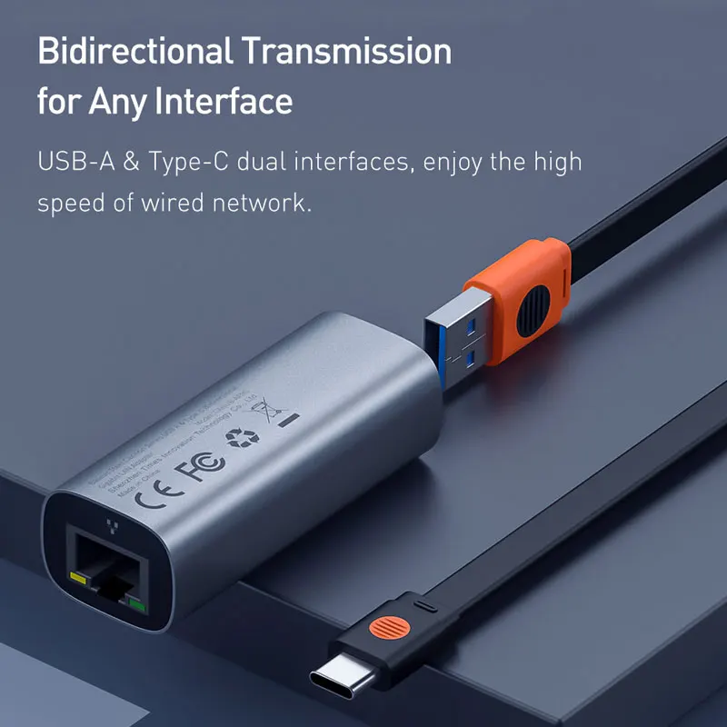 Baseus Ethernet Adapter USB Tipo C iki RJ45 Tinklo plokštė USB Keitiklis Gigabit Lan Adapteris, Skirtas Nešiojamojo kompiuterio 