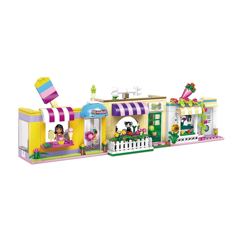 Blokai Miesto Mergina Gatvės prekybos 597 gabalus su lėlėmis, ir augintiniai, Lego plytų formų