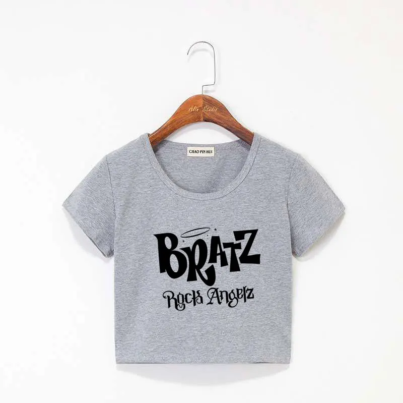 Bratz Rock Angelz Pasėlių Viršuje Susiduria Bamba T-Shirt Negabaritinių O-kaklo Viršūnes Moterų Juokinga Marškinėlius Moterims Seksualus Viršūnės
