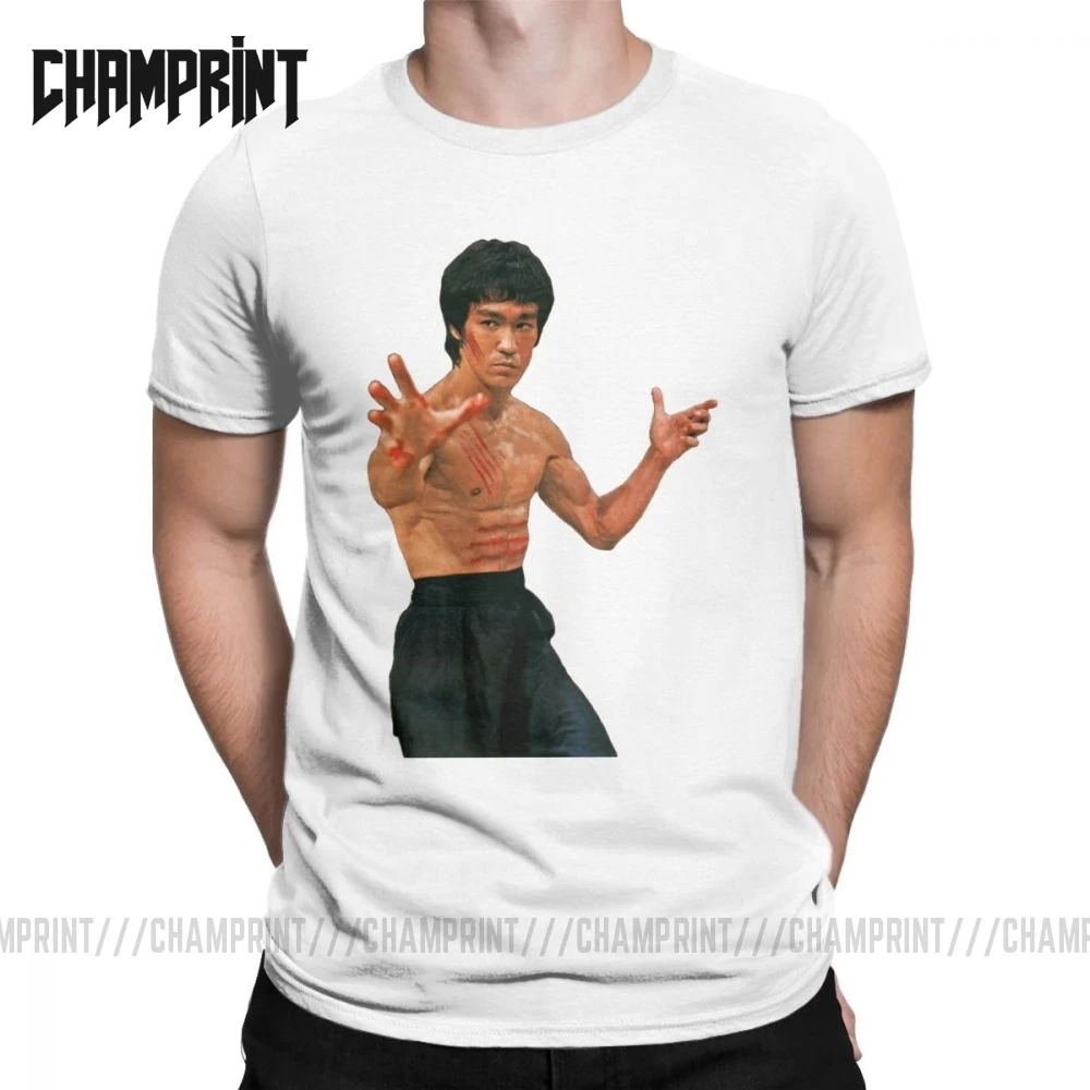 Bruce Lee T Marškinėliai Vyrams Medvilnės Derlius T-Shirt Dragon Filmą Kung Fu Brusli Karatė Kinija Tee Marškinėliai trumpomis Rankovėmis Drabužius