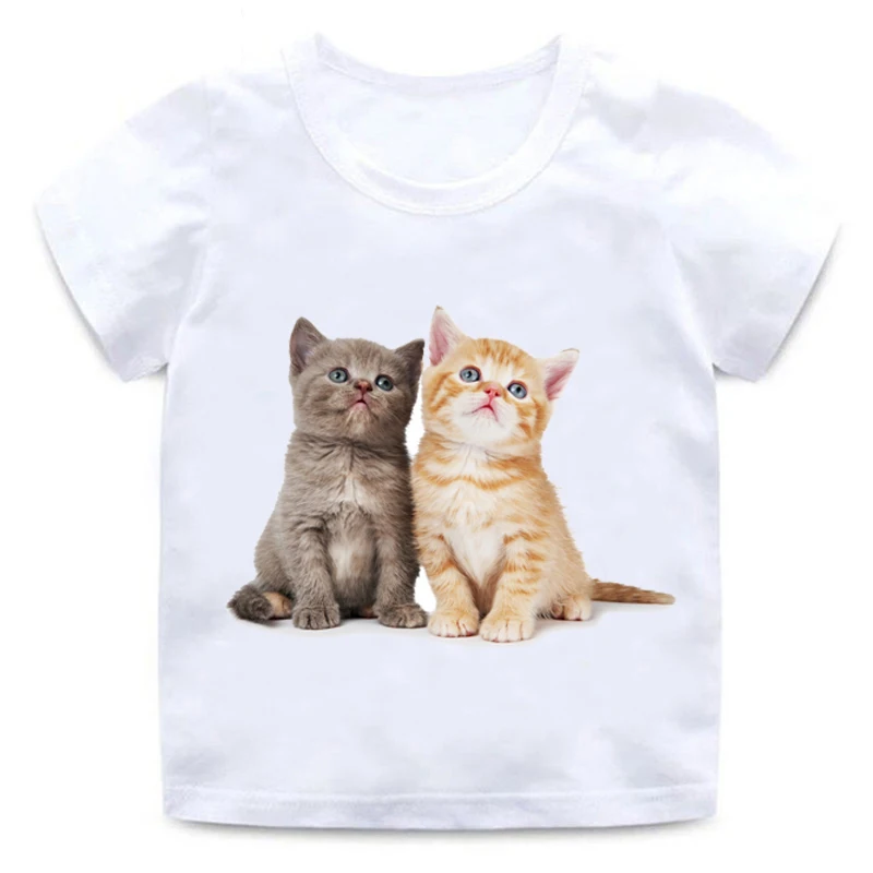 BTSW Nauja Vaikų Gyvūnų Kačių Realus Vasaros Viršūnes Spausdinti Juokingas Mielas Spausdinti Mergaitės Berniukai T-Shirt Baby Atsitiktinis Vaikų Drabužiai
