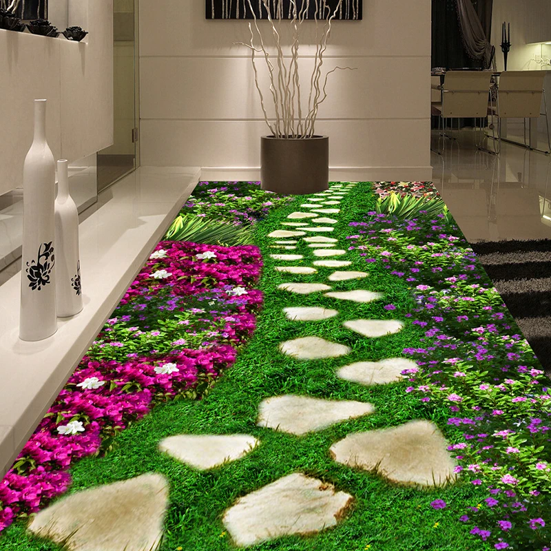 Gėlių Žiedai Akmens Mažas Kelių 3D Grindų Lipdukas PVC Lipni dilimui 3D Grindų Sieniniai Tapetai Šiuolaikinio Namų Dekoro