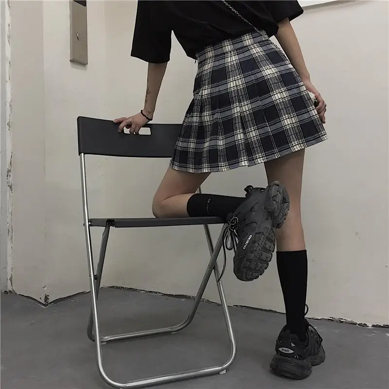 Harajuku Pledas Sijonas Moterų Retro Aukšto Juosmens Klostuotas Mini Sijonai Naujas Mados Streetwear Grunge Stiliaus Atsitiktinis Vasaros Sijonai Moteris