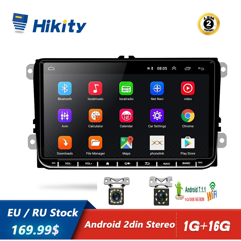 Hikity 2din Android Automobilio Radijas Stereo GPS Navi 