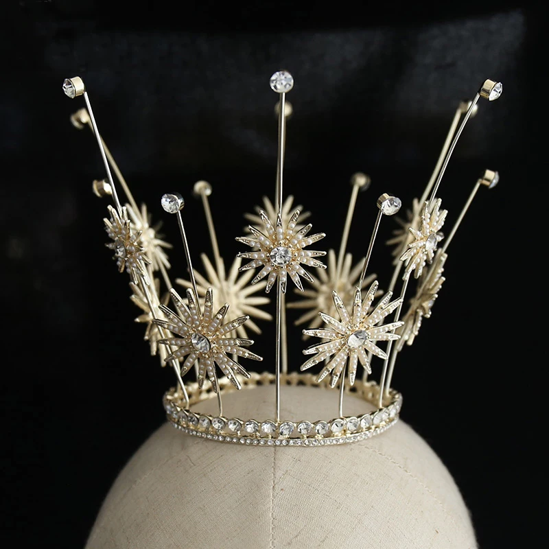 Himstory Retro Europos Baroko Dirbtiniais Perlais Brides Rožančiai Vainikėliai Aukso Daisy Gėlės Headpieces Vestuvių Vakaro Plaukų Aksesuaras