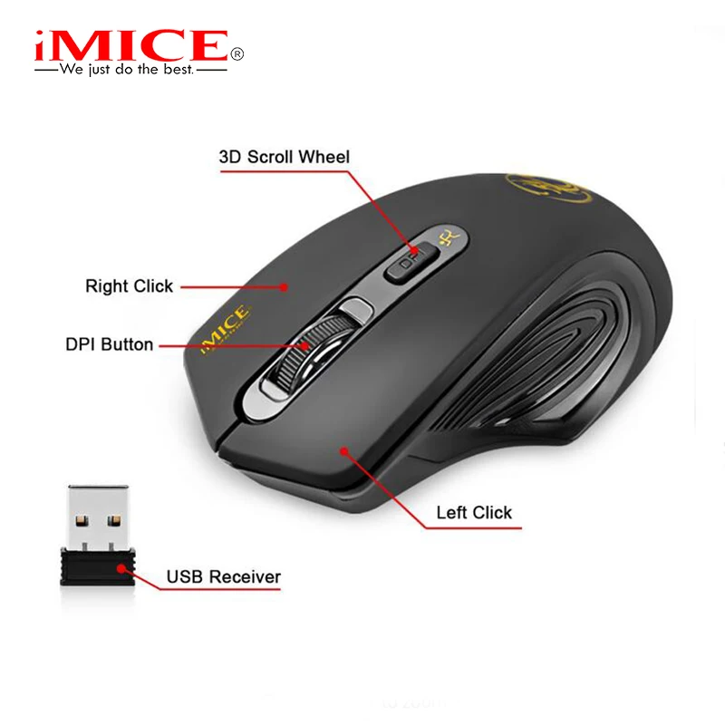 Imice USB bevielė pelė 2,4 GHz Ergonomiškas Pelėms Nešiojamojo KOMPIUTERIO Pelės 2000DPI Aukščio USB 3.0 Imtuvas Optinė Kompiuterio Pelė