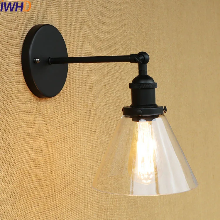 IWHD Stiklo Retro Vintage Sienos Lempos Šviesos diodų (LED) Sconce Wandlamp LED Edison pramonės Sienos Žiburiai, Namų Arandelas Laiptų Apšvietimas