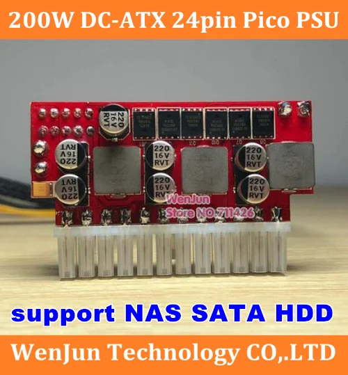 Kelis NAS hard disko parama CPU 4P 4*SATA port DC-ATX 200W Išvesties Jungiklis DC-DC ATX Pico PSU MINI ITX PC Maitinimo PC