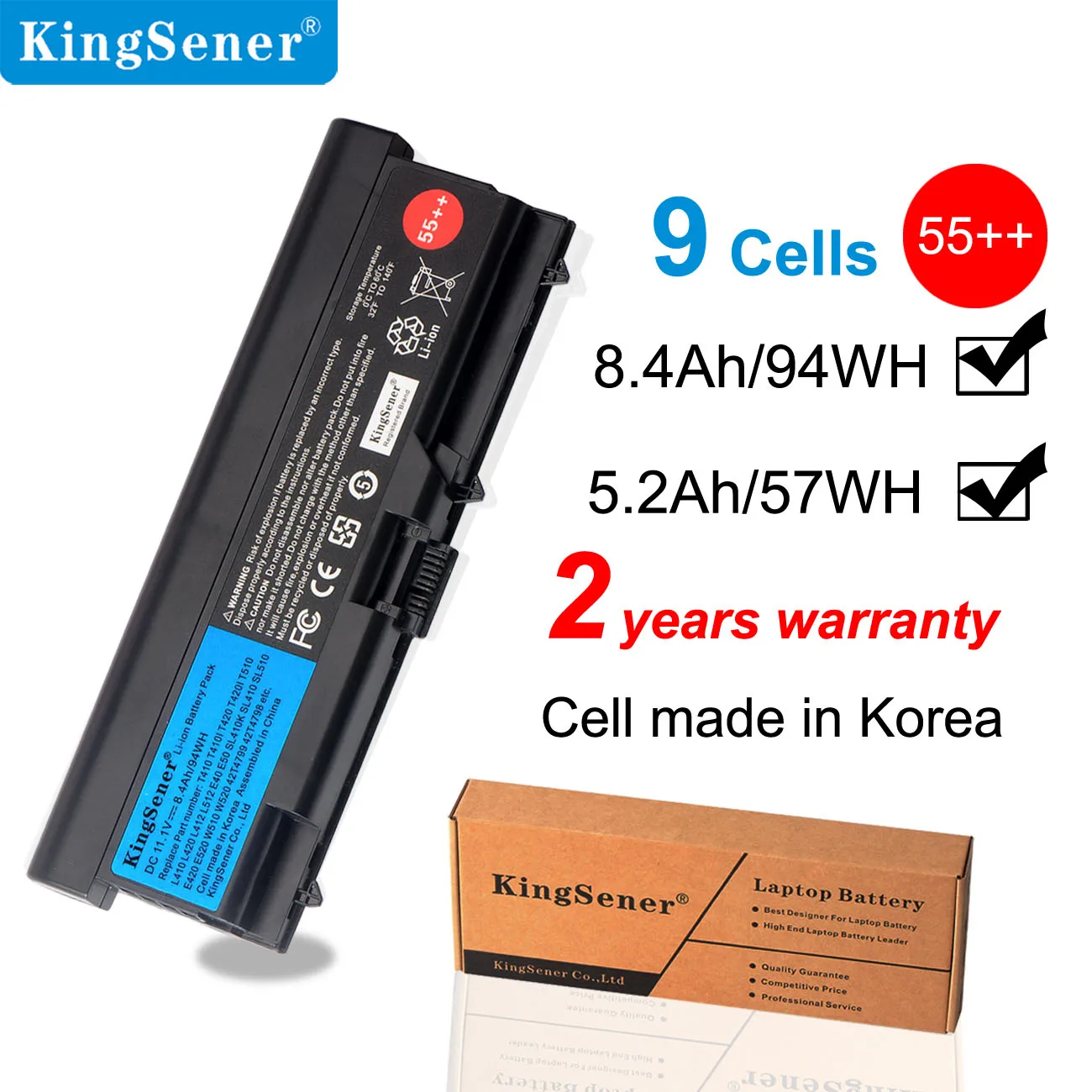KingSener Nešiojamas Baterija Lenovo ThinkPad T410 T510 T420 E40 E50 L410 L420 L510 L512 L520 SL410 SL510 W510 T520 W520