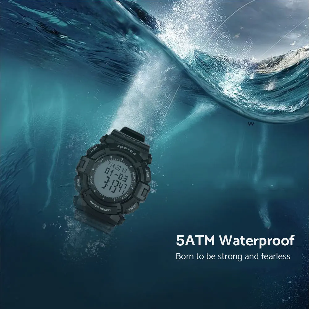 Lauko Sporto Smart Watch Vyrų Laikrodis atsparus Vandeniui 5ATM Su Pedometer Oro Slėgio Aukščio Matavimo Termometras