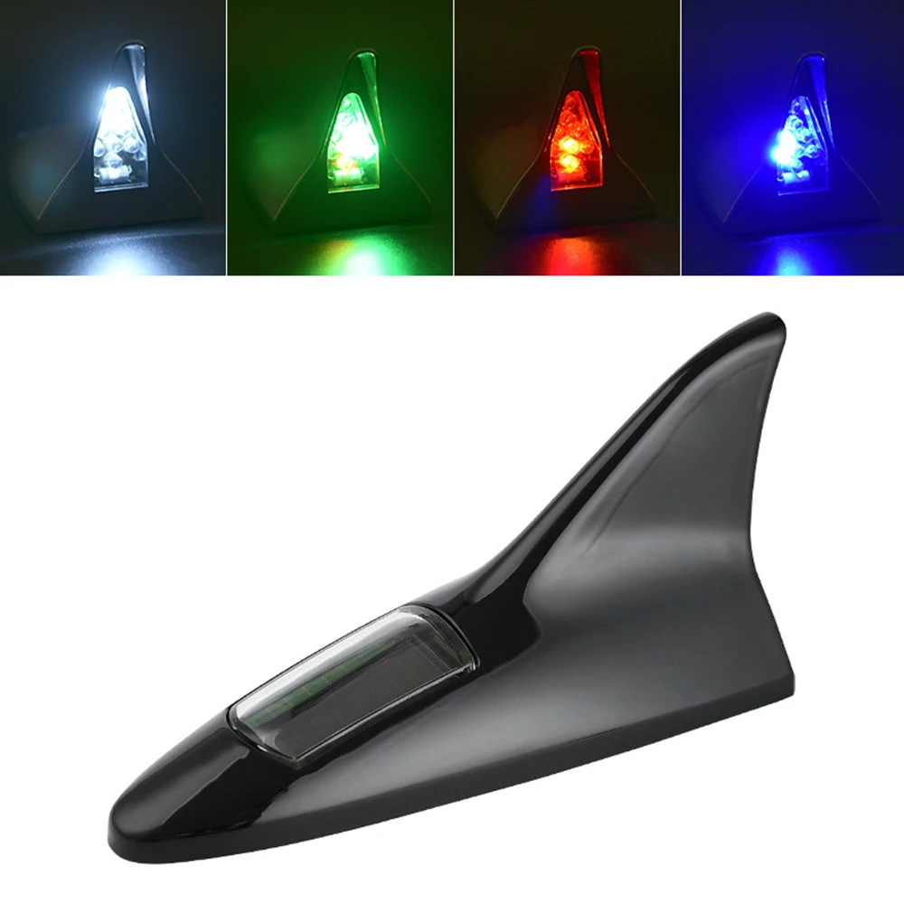 LED Signalo Antena Saulės Ryklių Pelekų Automobilio Stogo Šviesos Jutiklis Apdailos Ličio Bateriją, Automobilių Reikmenys 4