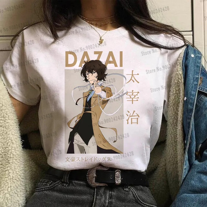Mados Anime Bungo Benamių Šunų marškinėliai moterims Gražus Osamu Dazai T-shirt Nakahara Chuya Tees Japonų Animacinių filmų Grafika Lady Viršūnės