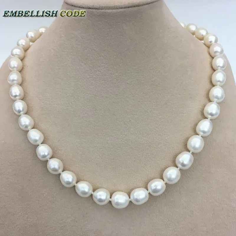 Mažos kainos, 9-10mm balta perlų vėrinį stud auskarai nustatyti realus fizinis Kultūringas Gėlavandenių perlų ašaros formos Klasikinis moterims