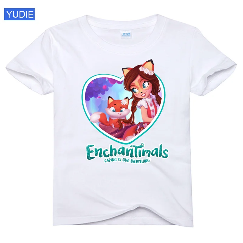 Mielas t marškinėliai mergaitėms Enchantimals Marškinėliai Mados Bamblys Kūdikių 2020 Metų Vasaros Drabužiai Vaikams, Drabužiai Vaikams Kostiumas Bamblys Viršų
