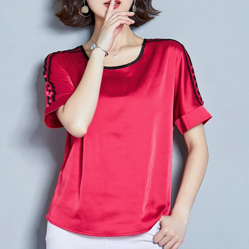 Moteriški viršūnes ir palaidinės 2021 ponios viršūnes rausvos spalvos marškinėliai moterims topai Granulės Kietojo blusas palaidinė moterims, drabužiai plius dydis 4XL 50 5068